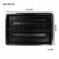Contenants en plastique PP à deux compartiments pour pizzas et sushis à emporter, restaurants de restauration rapide, boîte de stockage pour aliments frais/quotidiens