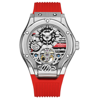 Montre mécanique automatique pour homme HANBORO Shanghai, boîtier en acier inoxydable, bracelet en silicone, étanche, lumineuse, design tendance