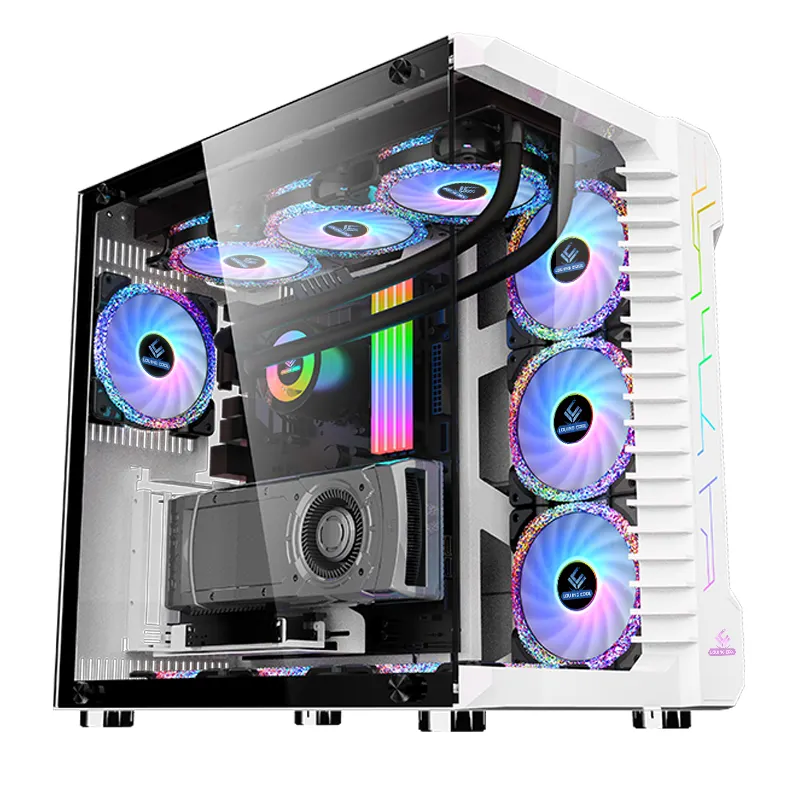 High Quality Customize Logo ATX PC Case Gaming Desktop Computer Case with RGB Fan Light Strip