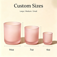 Pot à bougie en verre dépoli personnalisé avec logo, rose mat, noir, blanc, transparent, 7oz, 10oz, 12oz, avec couvercle en métal ou bambou