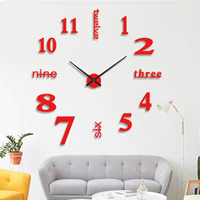 Jam dinding Quartz gaya antik DIY, jarum pemindai bisu akrilik Digital untuk dekorasi ruang tamu dengan kemasan kotak