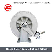 Pompa Drum Oli Pelumas IBC Tank Pneumatik 200 Liter dengan Reel Selang dan Counter Meter 10 Meter, Tipe Wall Mount 3:1