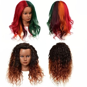 Testa di manichino 100% capelli veri per la cosmetologia manichino 14 pollici testa di bambola parrucchiere pratica di formazione parrucchiere - Product Image 5