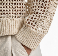 Cardigan en crochet léger pour femme, marque privée, avec détails ajourés, boutons sur le devant et poignets et ourlet côtelés