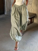 Pantalon large à carreaux pour femme, taille haute, avec cordon de serrage, coupe ample, imprimé Gingham, fluide, décontracté, mode estivale, vente en gros, personnalisable