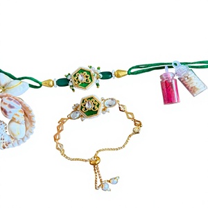 Handmade Rakhi For Brother Hexagon <b>Beaded</b> <b>Bracelet</b> With Pearl And Stone Bohemia Style Women's Jewelry handmade rakhi collection - Product Image 3