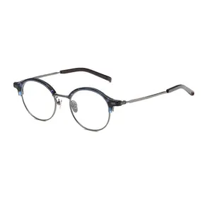 Óculos de olho redondo para homens, óculos feitos à mão com placa de titânio de alta qualidade, preço de fábrica, ideal para venda