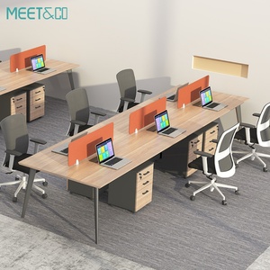 Modern Luxury <b>Office</b> Workstation Desk Customized 4-Person Modular <b>Table</b> with Wooden Cabinet Panel Style Furniture - Product Image 1