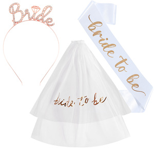 Set di 3 Pezzi: Sciarpa, Velo e Tiara per <span class=keywords><strong>Sposa</strong></span> in Attesa, Decorazioni per Feste Nuziali - Product Image 4