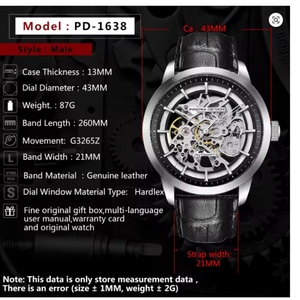 Reloj Mecánico Automático PAGANI DESIGN 1638 para Hombre, de Acero Inoxidable y Correa de Cuero, Relogio Masculino - Product Image 2