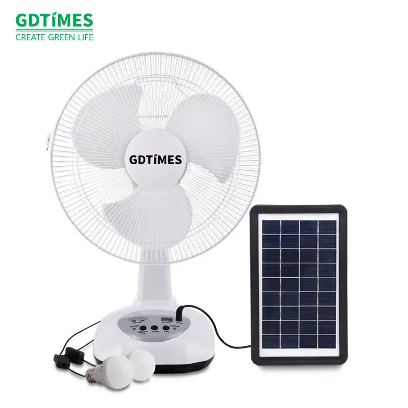 GDTIMES Solar lüfter mit Panel 12 Zoll AC DC wiederauf ladbarer Tisch lüfter mit zwei Geschwindigkeiten und USB-Anschluss