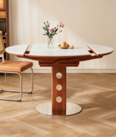Table à manger pliante moderne en bois massif avec plateau en pierre frittée, écologique, gain de place, durable, mobilier de maison pour petits hôtels
