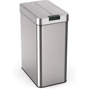 Automatic Trash Can for Kitchen Stainless Steel Garbage Can with No Touch Motion Sensor Butterfly Lid Infrared Technology 30L