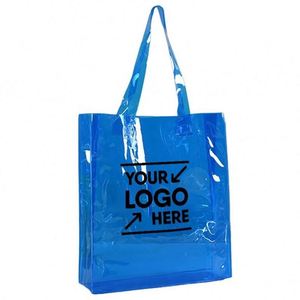 Bolsa de Compras de Plástico Brillante, PVC, Transparente, Holográfica, Iridiscente, para Playa, Moda Femenina, con Logotipo Personalizado Impreso, Asa Larga Doble - Product Image 1