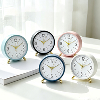 Réveil en métal avec mécanisme silencieux sans tic-tac, design rond élégant intégré, pour bureau et chambre