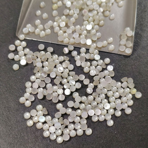 Cabujón redondo de 3 mm con parte trasera plana, piedra de nácar natural de alta calidad, color blanco, para la fabricación de joyas. - Product Image 5
