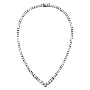 Collar de zafiro en forma de V para mujer en plata pura, con un diseño indie y un estilo lujoso con numerosos diamantes. - Product Image 6