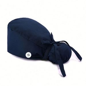Gorros Quirúrgicos Ajustables con Botones, Banda Absorbente de Sudor, Gorro de Trabajo de Algodón Suave con Cola de Caballo, Gorro Quirúrgico para Enfermeras con Lazos Traseros para Mujeres con Cabello Largo - Product Image 3