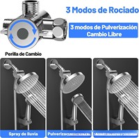 Kit de douche en acier inoxydable de 6 pouces + douchette à main 3 modes de pulvérisation |   Pommes de douche portables combinées, support réglable en hauteur/angle