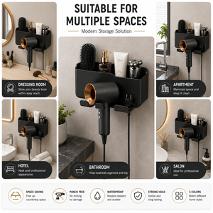 Soporte de Pared para Secador de Pelo de Baño, Sin Taladro, Plástico ABS, Organizador de Almacenamiento para Salón y Hogar - Product Image 4
