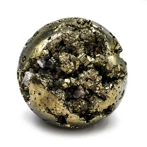 Groothandel Natuurlijke Kristallen Rots Koper Pyriet Erts Bal Bol Gepolijst Druzy Pyriet Minerale Bal Voor Decoratie