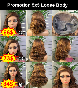 Letsfly 66$ Promotion Glueless <b>Wigs</b> 5x5 Lace Closure Loose Body Wave 12 14 16inch 100% Human Hair <b>Wigs</b> Wholesale 240gram 10A - Product Image 2