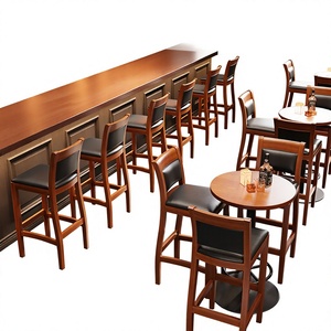 Juego de Mesa y Sillas de <span class=keywords><strong>Bar</strong></span> de Bambú Estilo Americano Vintage, Muebles de <span class=keywords><strong>Bar</strong></span> Comerciales para Cafetería - Product Image 4
