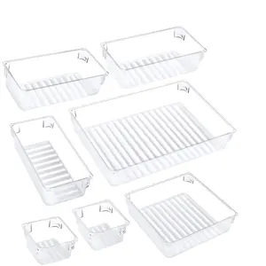 Fabrik Großhandel Hot Sell Stapelbarer Kunststoff 5 verschiedene Größen Datei Desktop Schublade Lagerung Schublade Organizer Tray Set