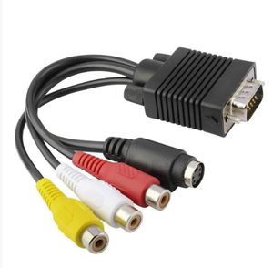 Convertisseur VGA vers S-Vidéo 3 RCA Adaptateur de câble de sortie TV <span class=keywords><strong>AV</strong></span> Connecteur RCA femelle Câble vidéo - Product Image 1