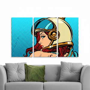 Pop Art Astronaut Woman <b>Canvas</b> Print: Vibrant Modern <b>Wall</b> Decor,SET OF 3 <b>CANVAS</b> - Product Image 2