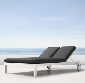 आधुनिक आउटडोर फर्नीचर poolside पहियों डबल सीट सूरज lounger कुर्सी एल्यूमीनियम बिस्तर - Product Image 2