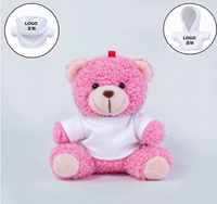 Porte-clés mini ours en peluche personnalisé avec logo, ours blanc avec t-shirt logo, cadeau promotionnel en peluche