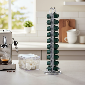 Porte-dosette de 20 capsules de type Nespresso avec couvercle en plastique Boîte de rangement de 12 cuillères à café - Product Image 3