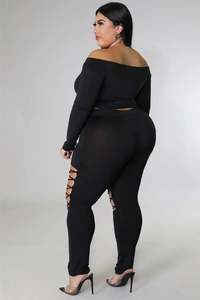 Женский однотонный комплект из двух предметов со шнуровкой и L-5Xl - Product Image 6