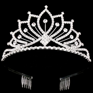 <span class=keywords><strong>Couronne</strong></span> de fête de mariage en alliage de zinc plaqué argent avec cristaux en strass pour femmes Accessoires de cheveux de mariée - Product Image 6