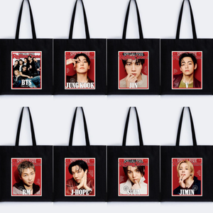 Nuova Borsa in Tela KPOP Idols JK J-HOPE SUGA RM JIN <span class=keywords><strong>JIMIN</strong></span> V di Alta Qualità, Borsa Tote per Ragazzi e Ragazze, Borsa Scolastica, Regalo per Fan - Product Image 1