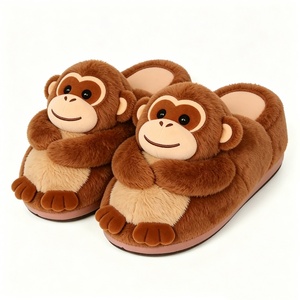 Chaussons personnalisés en forme de singe 3D, Chaussons d'intérieur mignons en fourrure de singe, Chaussons d'intérieur à enfiler en forme d'animal singe - Product Image 2