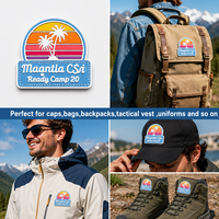 Écussons PVC 3D personnalisés de haute qualité pour le surf, motif palmier au coucher du soleil, badges en caoutchouc imperméables pour sacs à dos et équipements de plein air