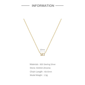 <span class=keywords><strong>Collana</strong></span> in argento sterling 925 all'ingrosso numero angelo 111 333 444 777 ciondolo zircone collane placcate oro uomo donna - Product Image 6