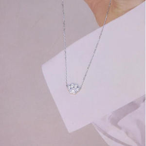 Collier pendentif patte d'animal délicat très populaire, or massif 18 carats, diamant naturel véritable, pour fille, à porter au quotidien - Product Image 5