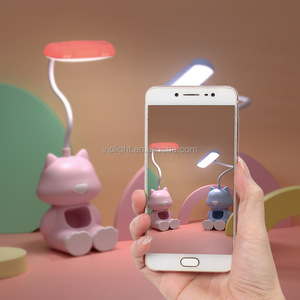 Lámpara de escritorio de gato recargable, lámpara de estudio <span class=keywords><strong>LED</strong></span> Flexible con Control de interruptor, lámpara de mesa pequeña con soporte para teléfono para sala de lectura en casa - Product Image 2