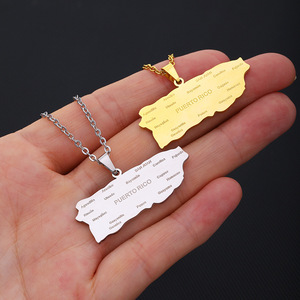 Collar <span class=keywords><strong>de</strong></span> acero inoxidable Chapado en PVD <span class=keywords><strong>para</strong></span> mujer, <span class=keywords><strong>de</strong></span> <span class=keywords><strong>oro</strong></span> <span class=keywords><strong>de</strong></span> 18K, <span class=keywords><strong>de</strong></span> alta calidad, con mapa <span class=keywords><strong>de</strong></span> <span class=keywords><strong>Puerto</strong></span> <span class=keywords><strong>Rico</strong></span>, joyería - Product Image 2
