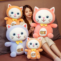 Nouveauté : Peluche en coton PP en forme de chat mignon de 35 cm, oreiller en peluche de chat de dessin animé, jouet en peluche, décoration d'intérieur