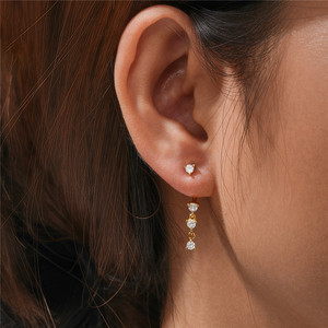 Boucles d'oreilles pendantes ROXI en argent 925 plaqué or 18 carats avec zircon, tendance, pour femmes, cadeau d'anniversaire - Product Image 3