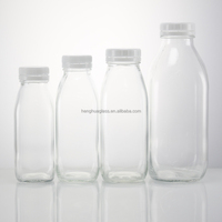 Bouteille en verre carrée française de qualité supérieure de 400 ml (40 cl, 13,5 oz) pour jus et lait pour bébés, avec bouchon inviolable