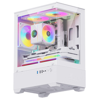 Boîtier PC Gamer Haute Performance SNOWMAN 5 FANS, Tour Moyenne Personnalisée, Verre Trempé, Compatible MicroATX ITX, Noir, en Plastique, pour Ordinateur de Bureau