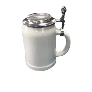 0.5L Sublimación Cerámica Cerveza Stein con tapa de <span class=keywords><strong>peltre</strong></span> Venta al por mayor <span class=keywords><strong>Taza</strong></span> de cerámica - Product Image 1