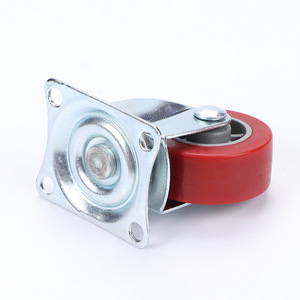 Pu Flat Swivel Caster 1.5 Inch 2 Inch Red Polyurethane Wheel Silent Industrial Furniture Casters Plate Mount - Product Image 3