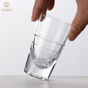 3 once di Base pesante bicchierino di vetro con linea bianca Whisky bicchierini Vodka Brandy Bourbon e tazza di liquori - Product Image 1