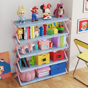Kids Storage Shelf 3 Tier <b>Foldable</b> Bookshelf With Toy Organizer For Bedroom <b>Desk</b> Organization Multifunctional Storage Rack - Product Image 2